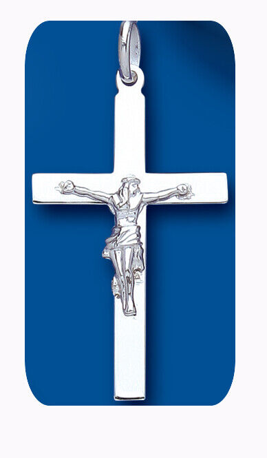 Solid Silver Large Crucifix Pendant Sterling Silver 925 Stamp All Chain Lengths