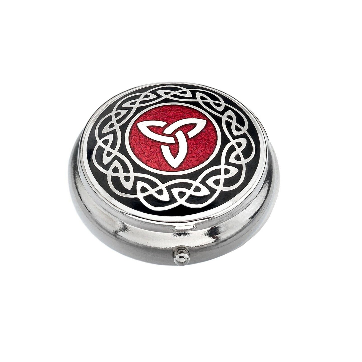 Pillbox Silver Plated Celtic Trinity Knot Red Brand New and Boxed