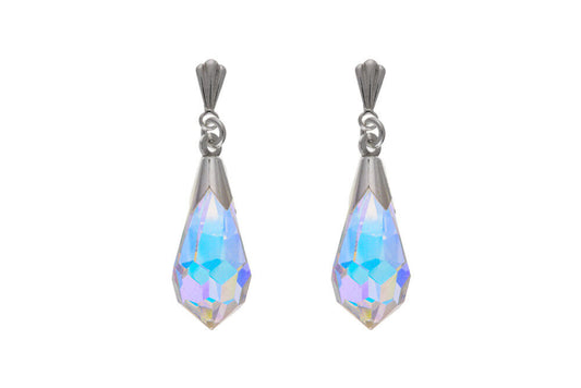 Crystal Drop Earrings Sterling Silver 925 Hallmark Drops British Made