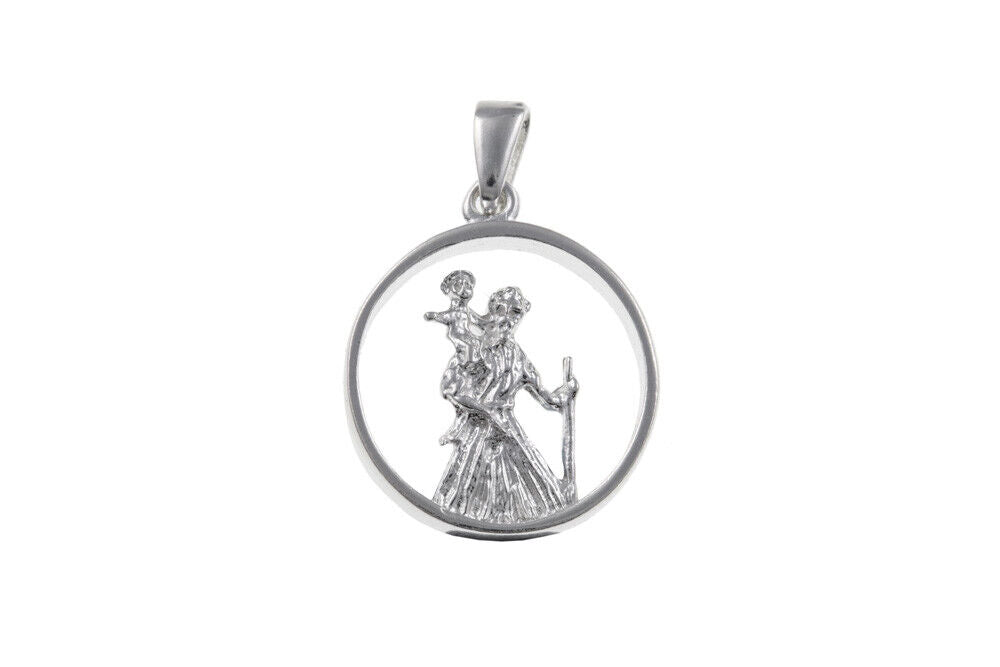 St Christopher Pendant Sterling Silver 925 Hallmark 14 - 24" Length Chain