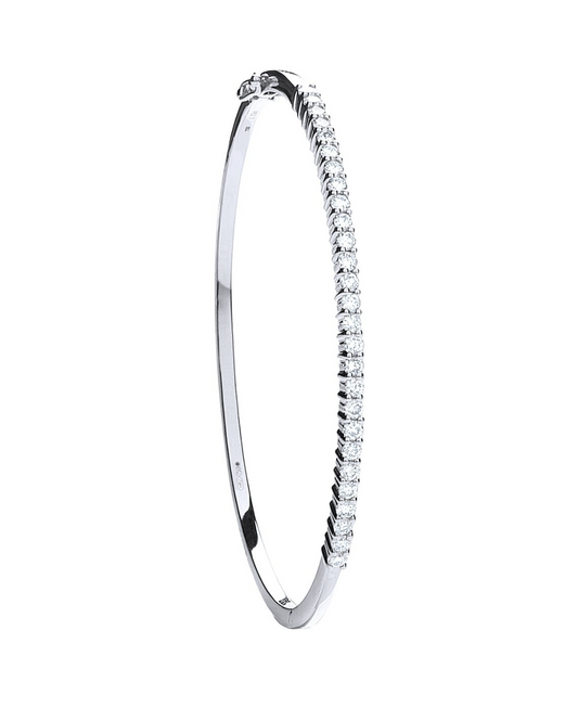 9ct White Gold 1.10ctw Diamond Bangle Made in London