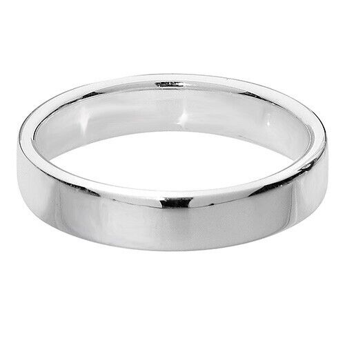Sterling Silver Wedding Band Ring 4mm Wide Soft Court 925 Hallmark