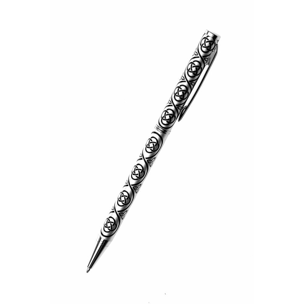 Ballpoint Pen Silver Plated Coil and Trinity Black Ink Brand New Boxed