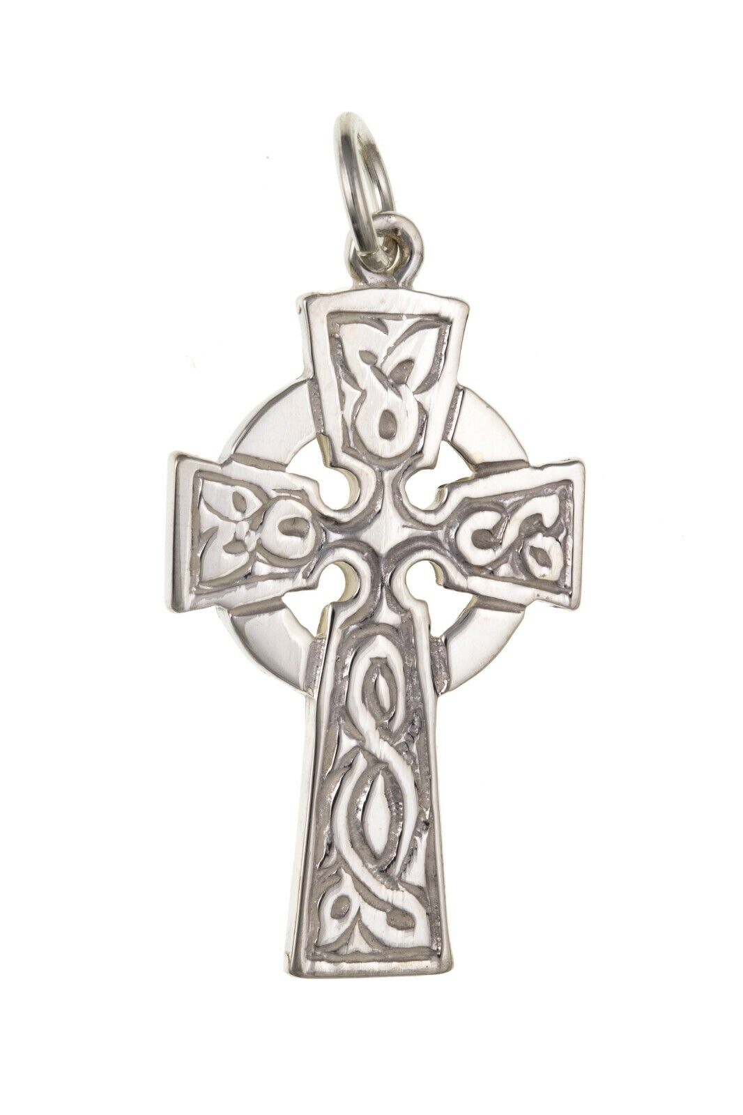 Sterling Silver Patterned Celtic Cross Pendant 925 Hallmark 26 x 17mm