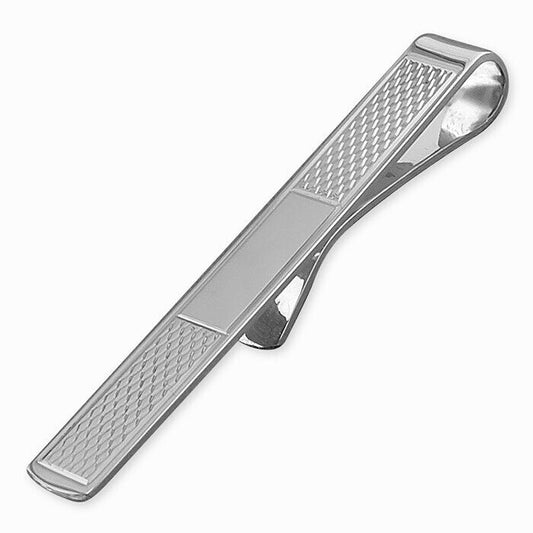 Solid Sterling Silver Tie Slide 7mm Wide Engine Turned 925 Hallmark