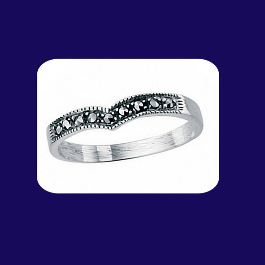 Wishbone Ring Marcasite Ring Sterling Silver Wishbone Ring Ladies Silver Ring