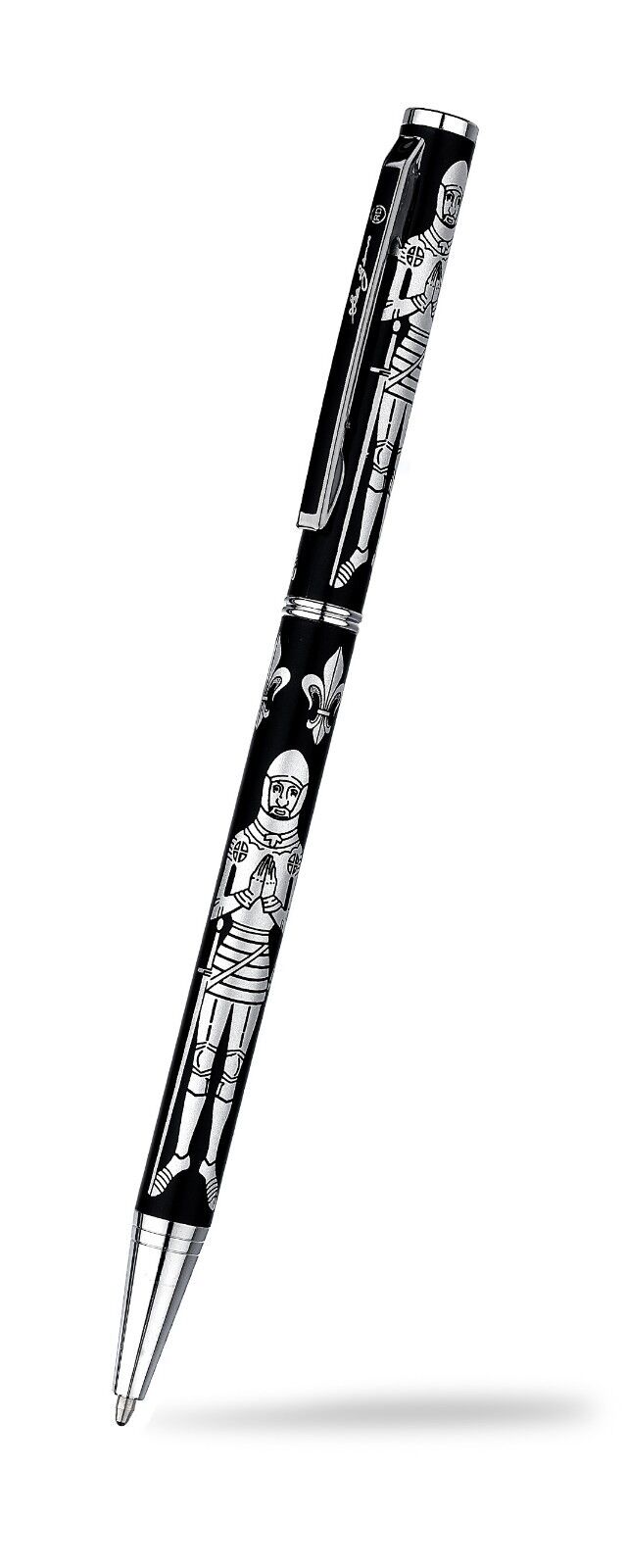 Ballpoint Pen Silver Plated Medieval Knight Designer Black Ink Brand New Boxed