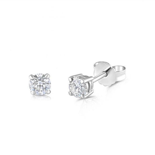 18ct White Gold 0.50ct Claw Set Diamond Stud Earrings Made in London Hallmarked