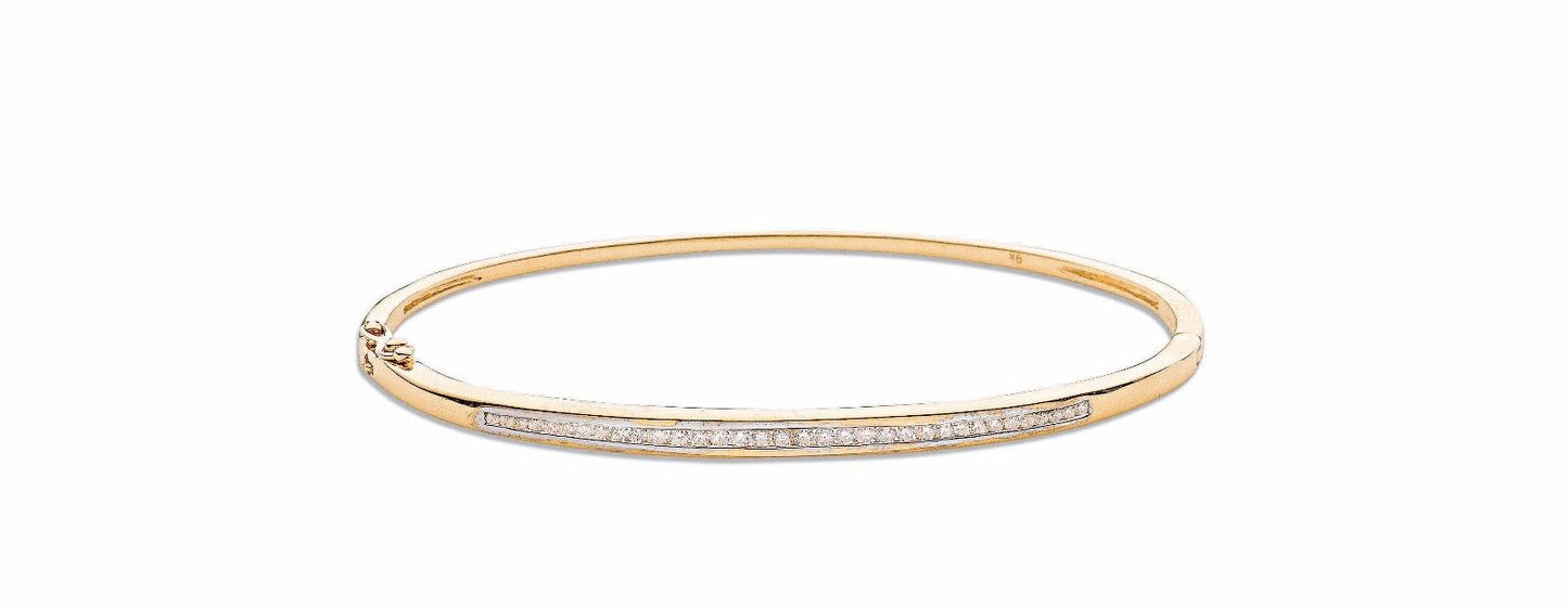 9ct Yellow Gold 0.50ct Channel Set Diamond Bangle