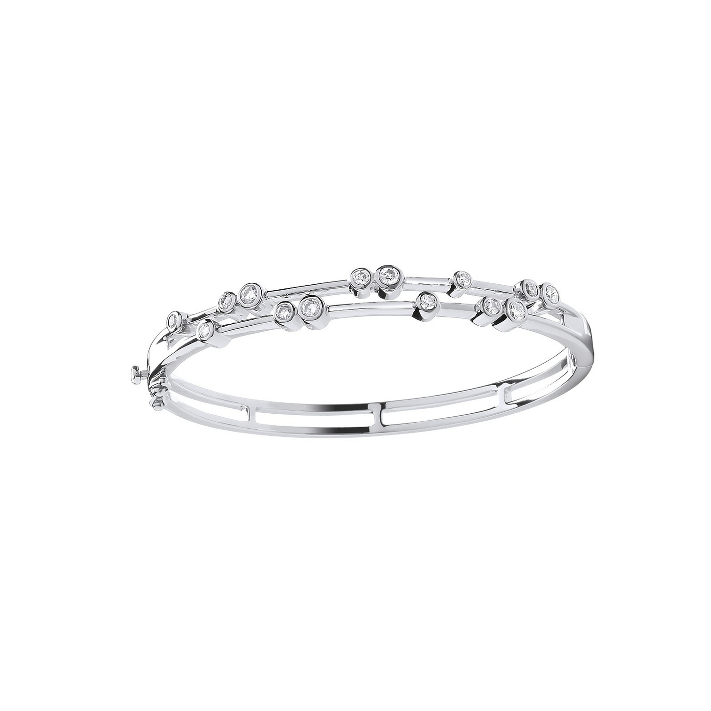 18ct White Gold 1.00ctw Diamond Ladies Bangle Made in London