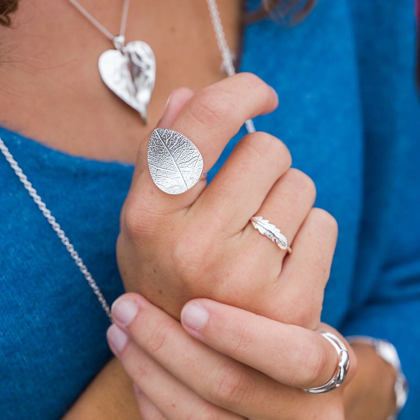 Sterling Silver Curved Leaf Ring 925 Stamped Size J - Q Brand New Gift