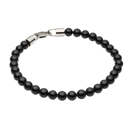 Fred Bennett Healing Bead Bracelet Natural Black Onyx Beads 22cm B5425B