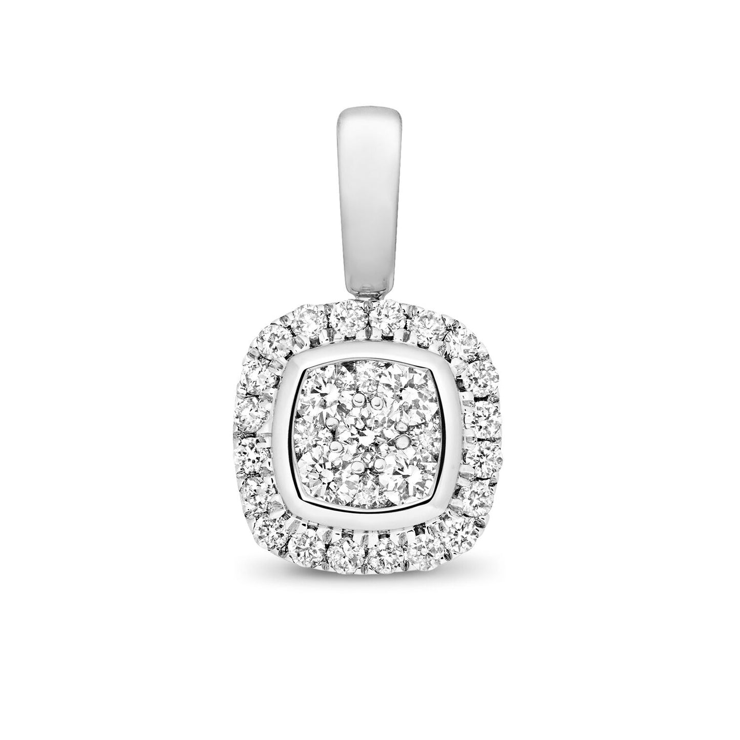 Diamond Square Cushion Pendant 9ct White Gold 0.25ct Real Diamonds Necklace