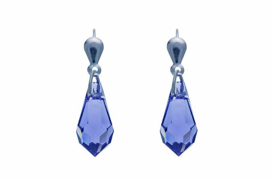 Tanzanite Crystal Drop Earrings Sterling Silver Drops