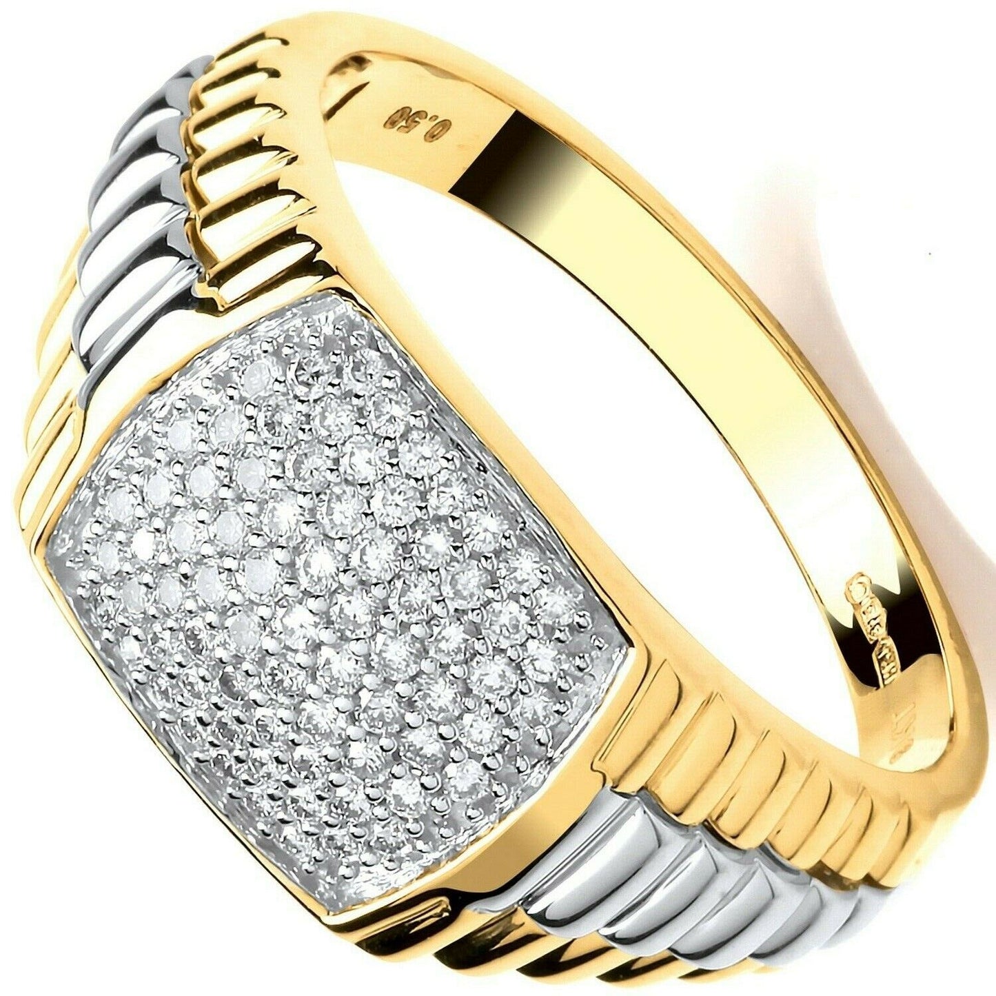 Gents Diamond Signet Watch Strap Ring 9ct Yellow Gold 0.50 Carat Weight