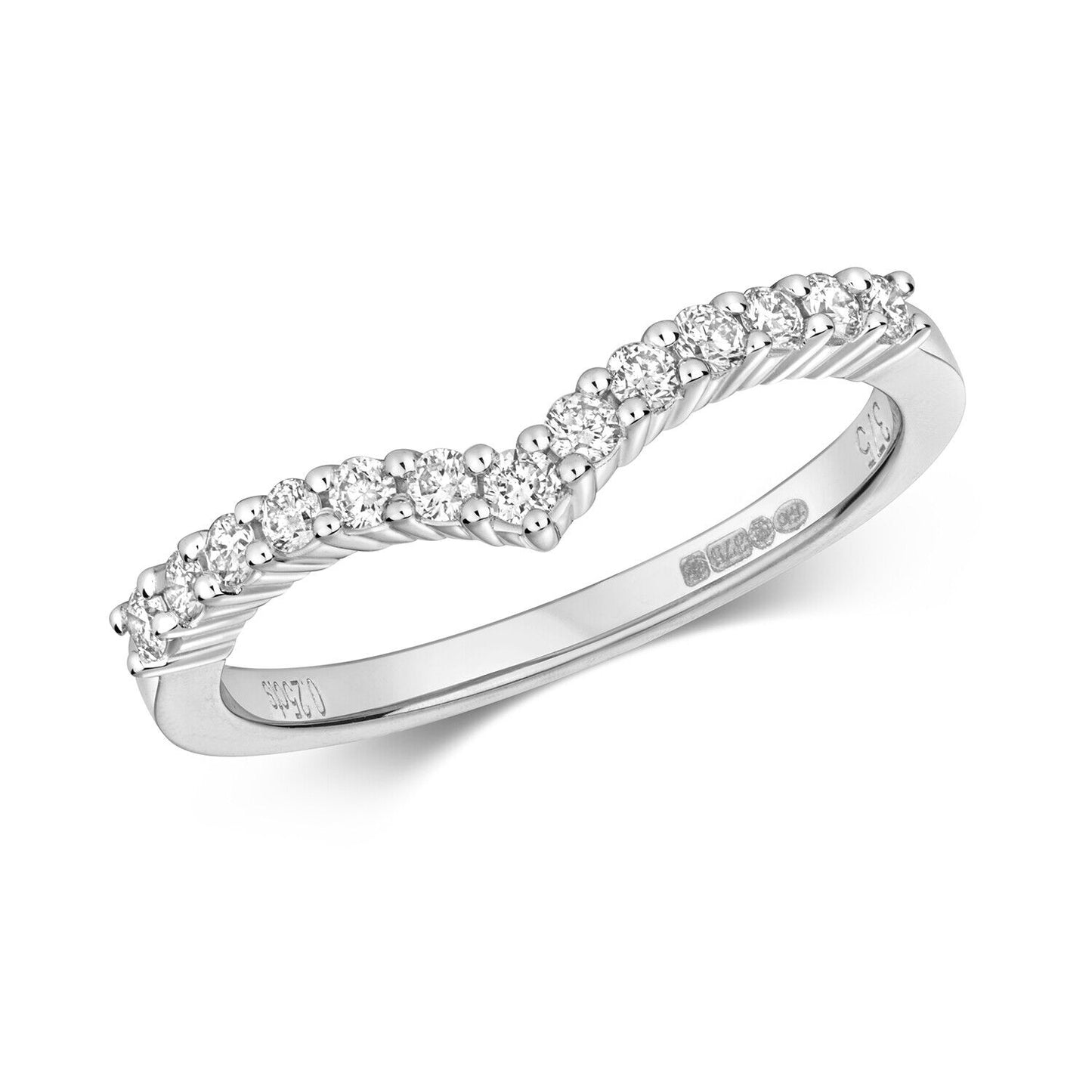 Real Diamond Wishbone Ring Solid White Gold 0.25ctw Claw Set Eternity