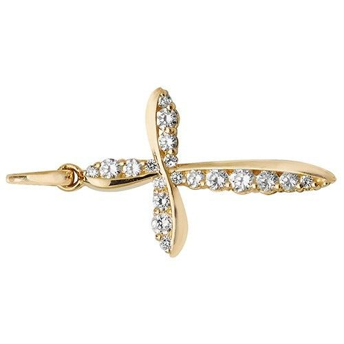 Sparkling 9ct Yellow Gold Twist Cross Pendant Small 21 x 14mm Christianity