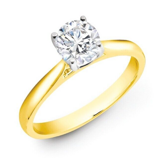 18ct Yellow Gold 2.00ctw Round Brilliant Cut Solitaire Wed Fit Lab Grown Diamond