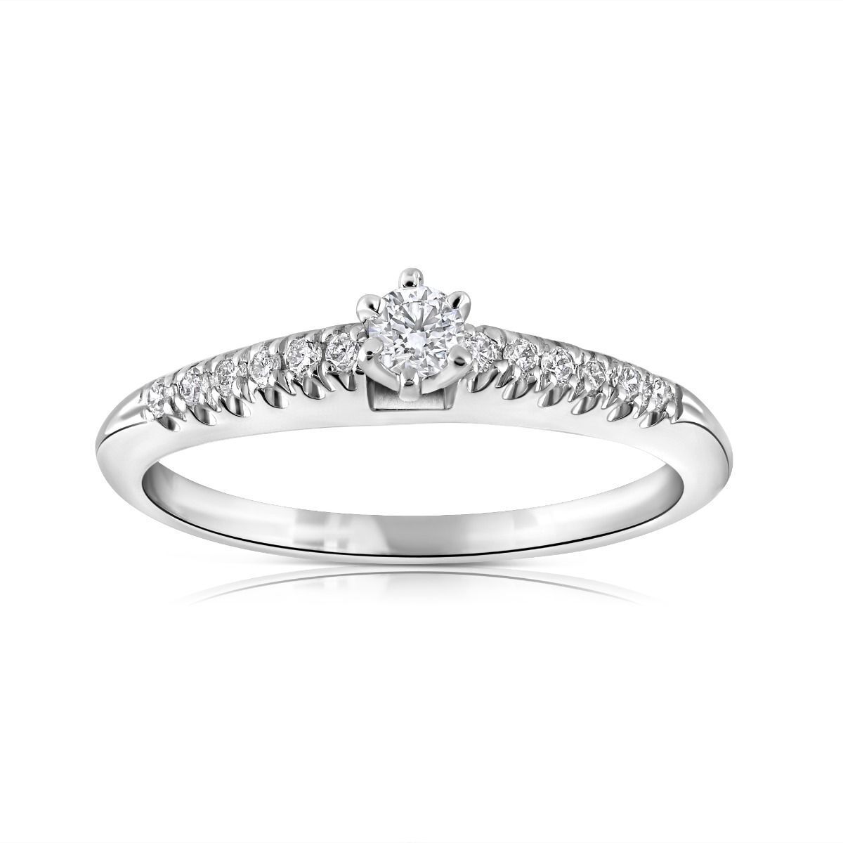 9ct White Gold 0.17ct Real Diamond Solitaire Engagement Ring Size J - Q