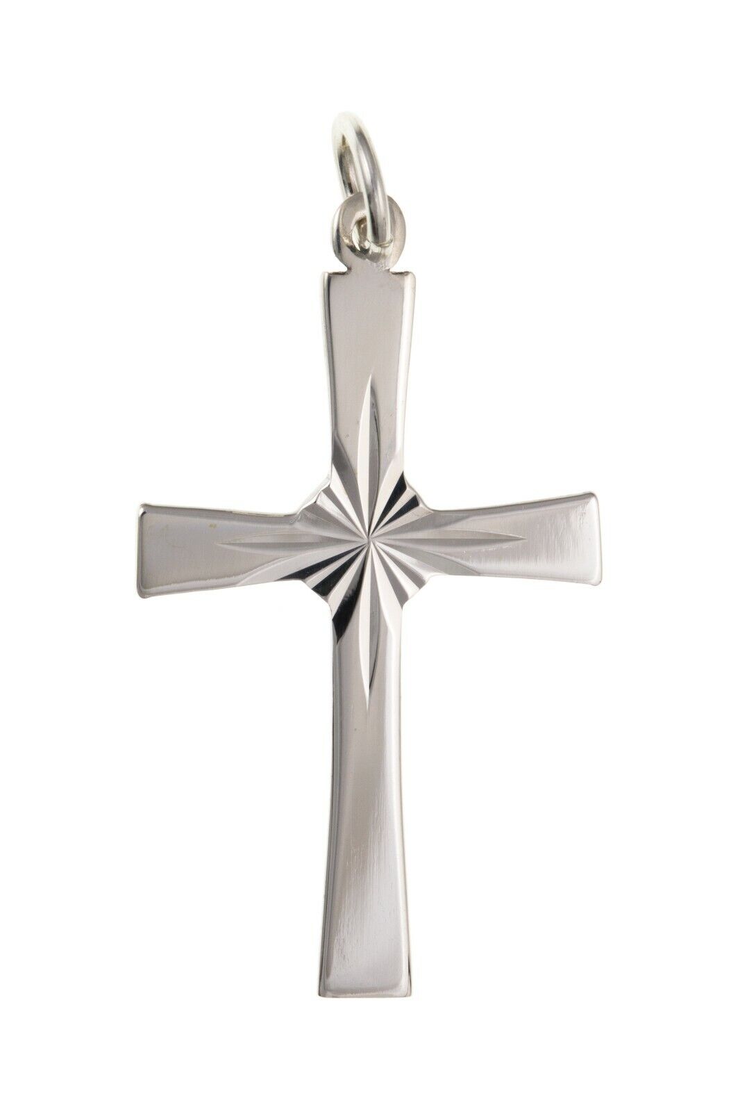 Sterling Silver Sunray Cross Pendant 925 Hallmark 28 x 18mm