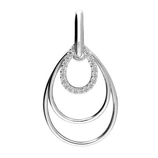 Triple Oval Hoop Pendant Set With CZ's Silver Pendant 925 Hallmark