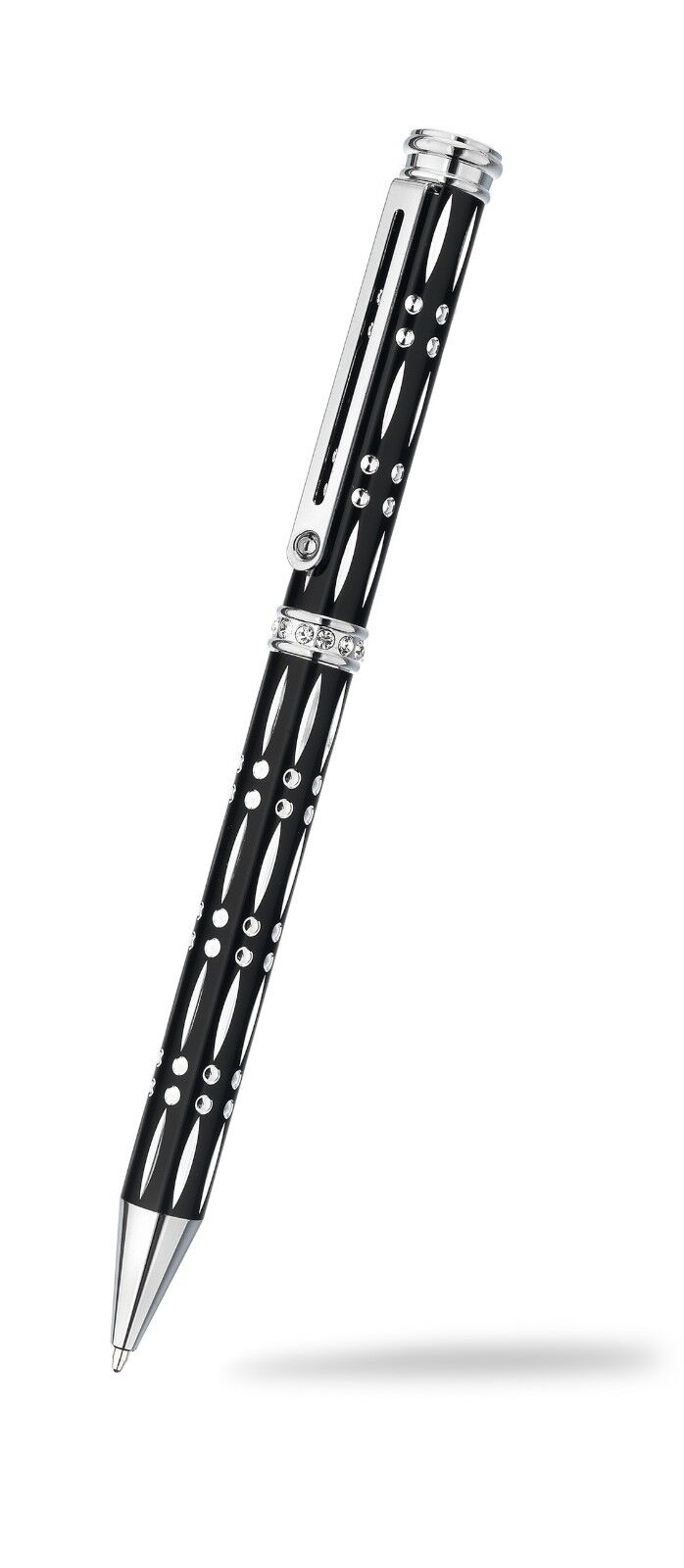 Ballpoint Pen Crystal Silver Plate Diamond Cut Luxurious Packaging All Colours