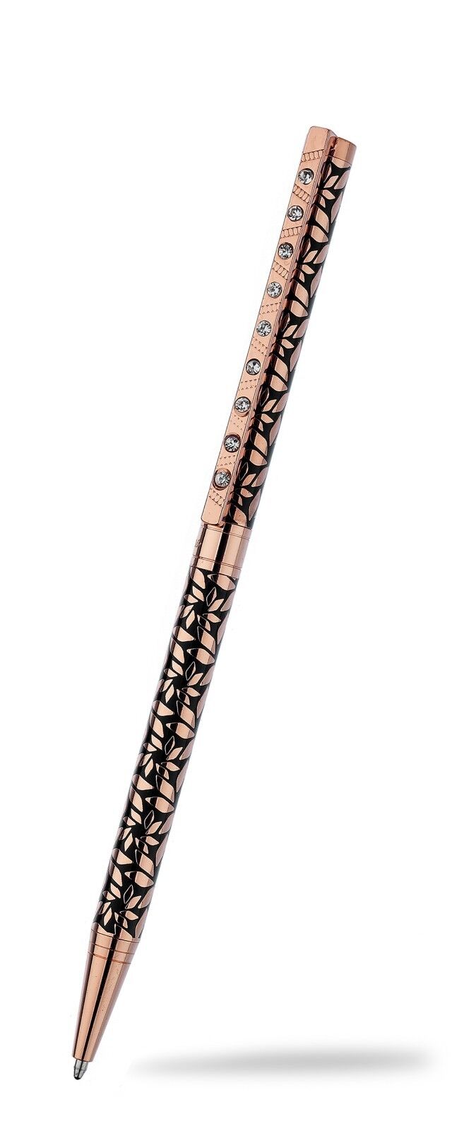 Ballpoint Pen Rose Gold Plate Austrian Crystal Flower Design Boxed