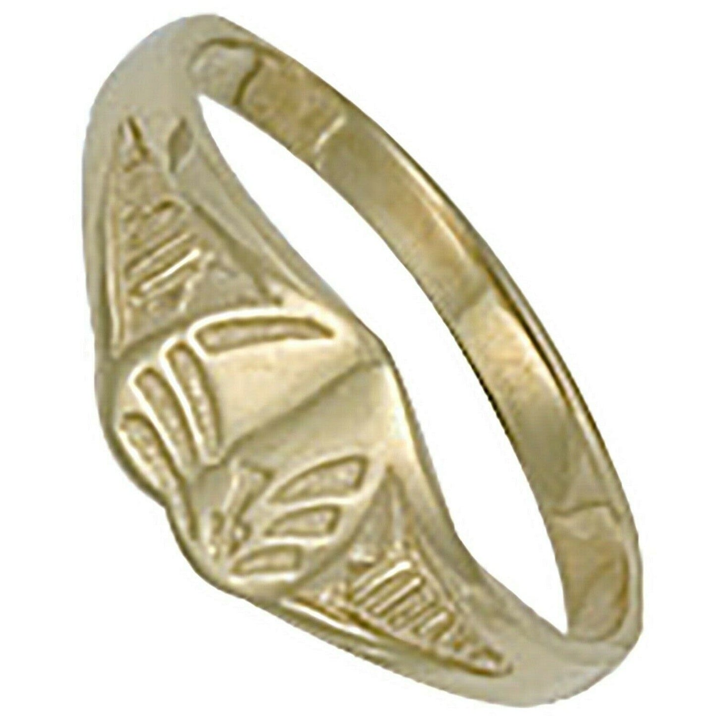 Baby Child's Signet Ring Heart Solid Yellow Gold Hallmarked British Made