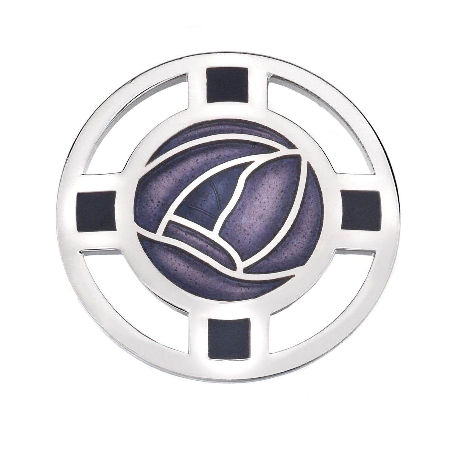 Mackintosh Rose and Lattice Brooch Purple Silver Plated Brand New Gift Packaging