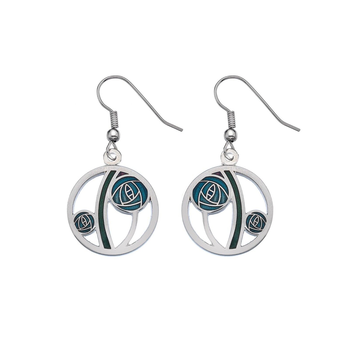 Mackintosh Rose Earrings Drop Drops Silver Plated Branded Packaging