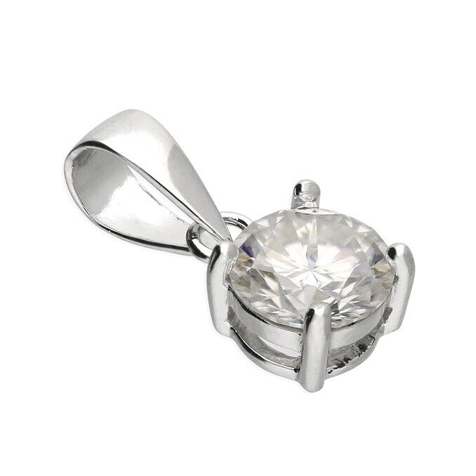 Solitaire Pendant 1.50 Carat Moissanite Necklace 925 Sterling Silver Hallmark