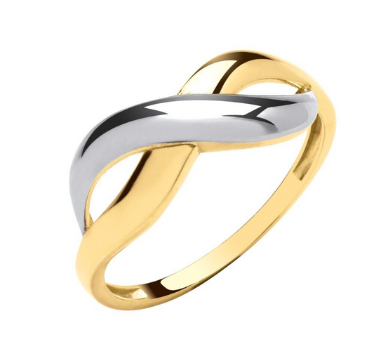 9ct Yellow and White Gold Infinity Ring Hallmarked Sizes K - R