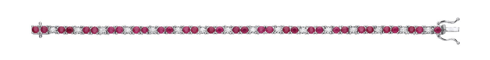 18ct White Gold 0.30ct Diamond & 5.00ct Ruby Bracelet Made in London