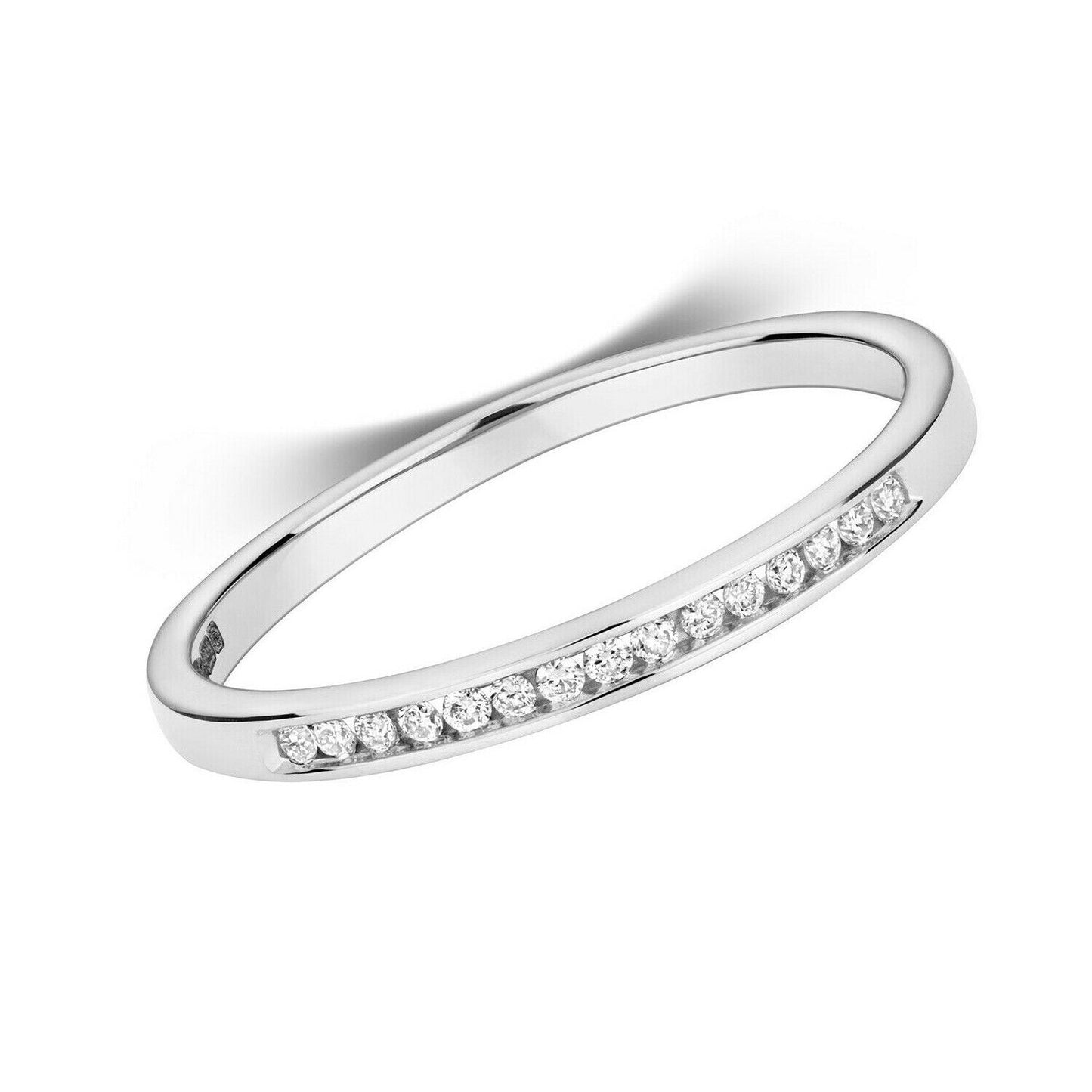 Real Diamond Eternity Ring 9ct White Gold Slim Anniversary Band Channel Set