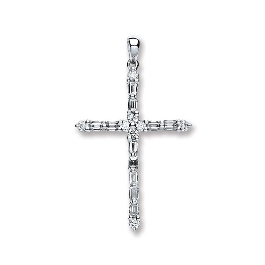 18ct White Gold 0.44ct Diamond Cross Pendant