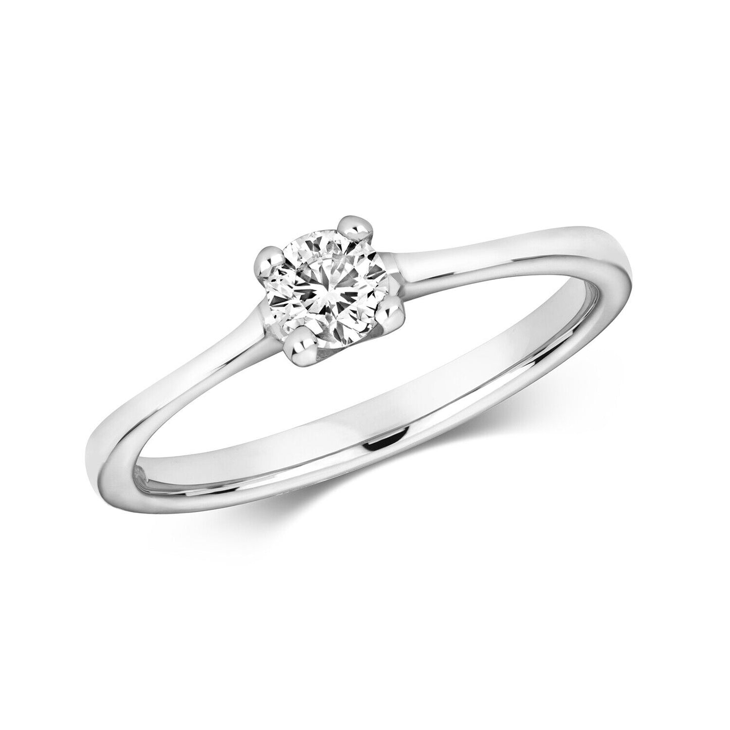 Real Diamond Solitaire Ring 9ct White Gold 0.35 Carat Weight Engagement