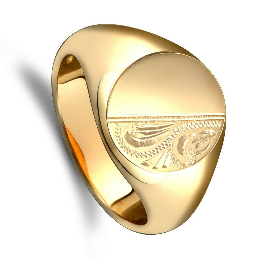 Yellow Gold Oval Signet Ring Very Heavy Weight Men's Hallmarked British Made