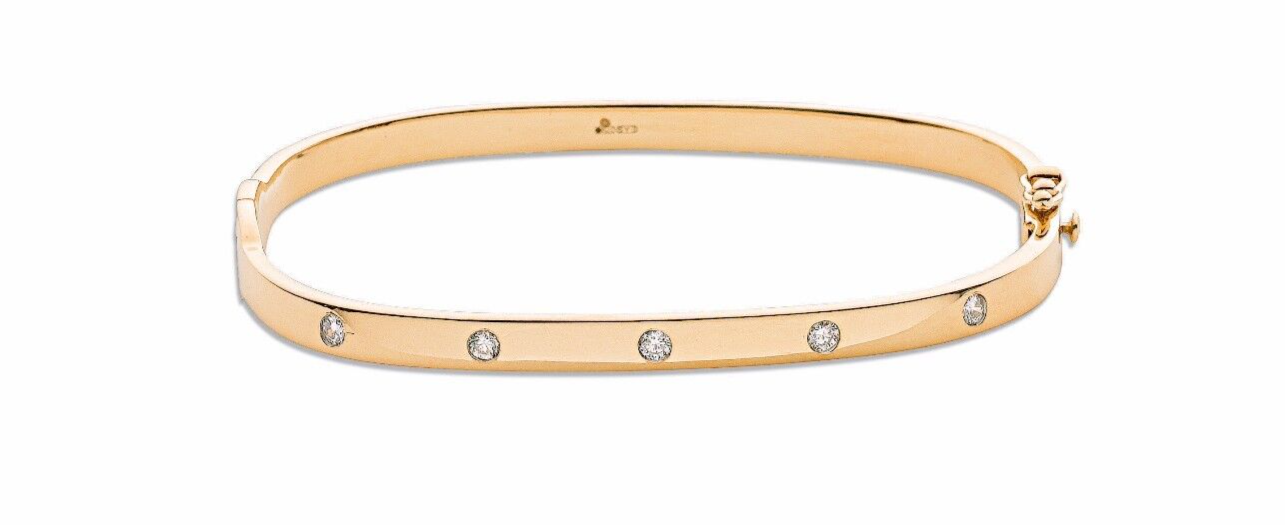 9ct Yellow Gold 0.20ct 5 Stone Real Diamond Bangle Fully Hallmarked