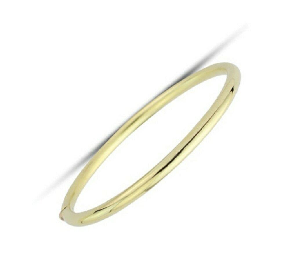 Yellow Gold Oval Bangle Plain Hinged Hallmarked British Made Ladies Bracelet