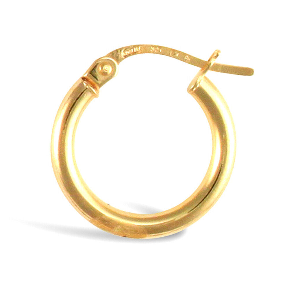 9ct Yellow Gold Hoop Lightweight Style Earrings British Made Hallmarked 15mm