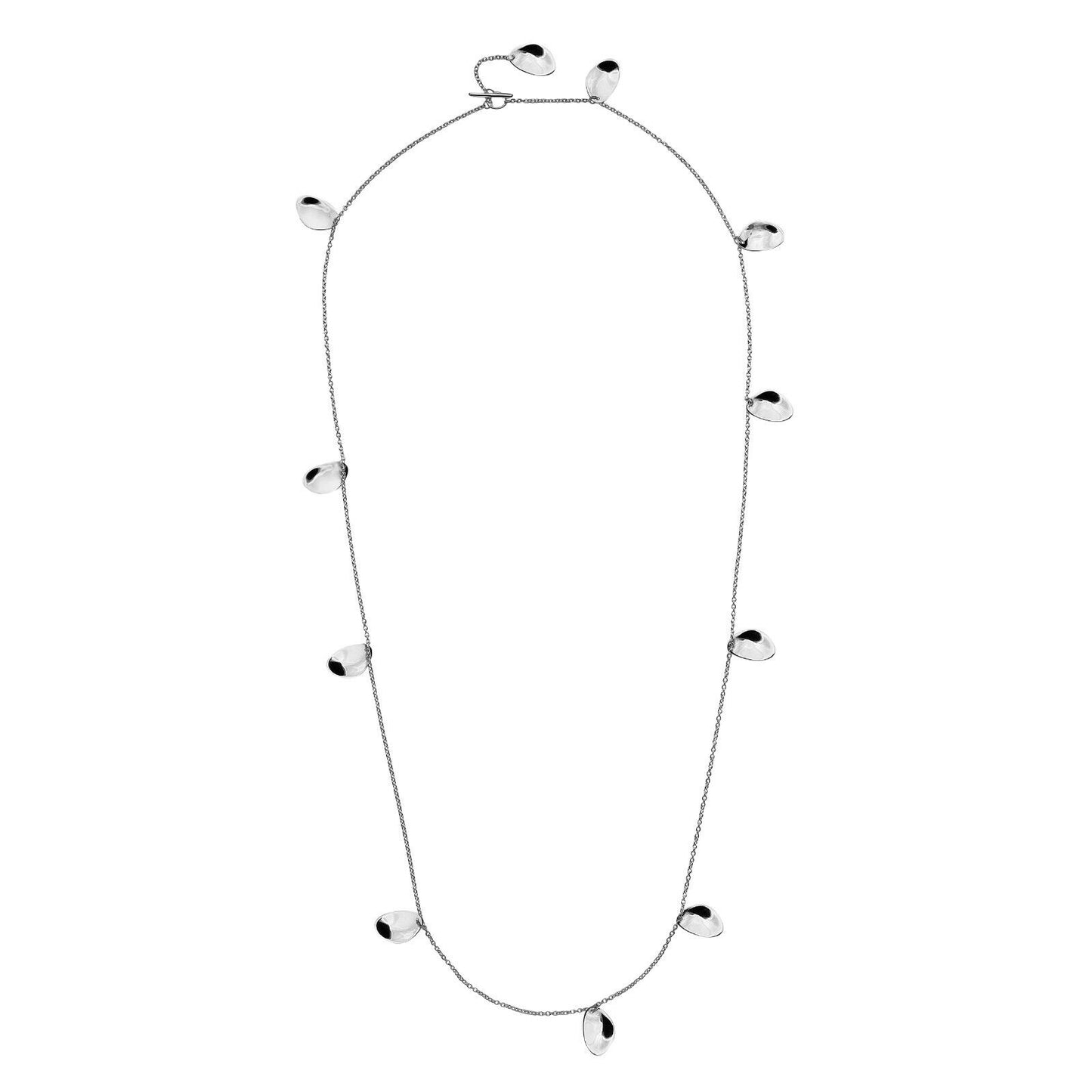 Silver Long Pebble Necklace Solid Sterling Silver 32" Length Hallmark Luxury Box