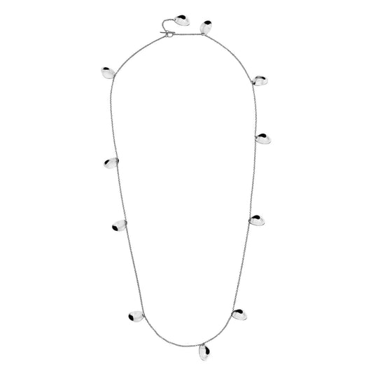 Silver Long Pebble Necklace Solid Sterling Silver 32" Length Hallmark Luxury Box