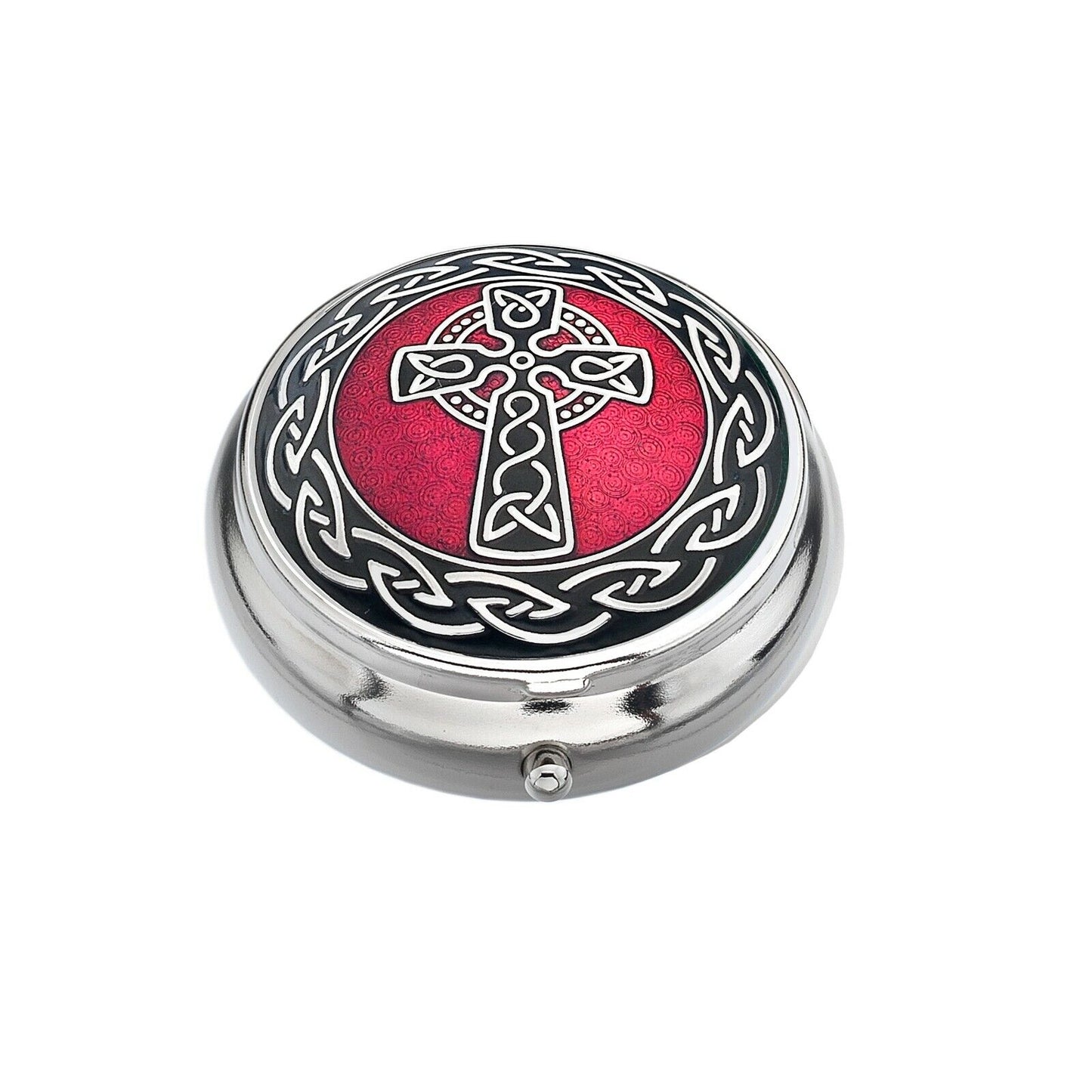 Luxury Celtic Pillbox Red Silver Plated Brand New and Boxed