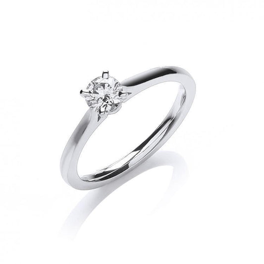 Real Diamond Solitaire Ring 18ct White 0.30 Carat Weight of Diamonds VS Clarity