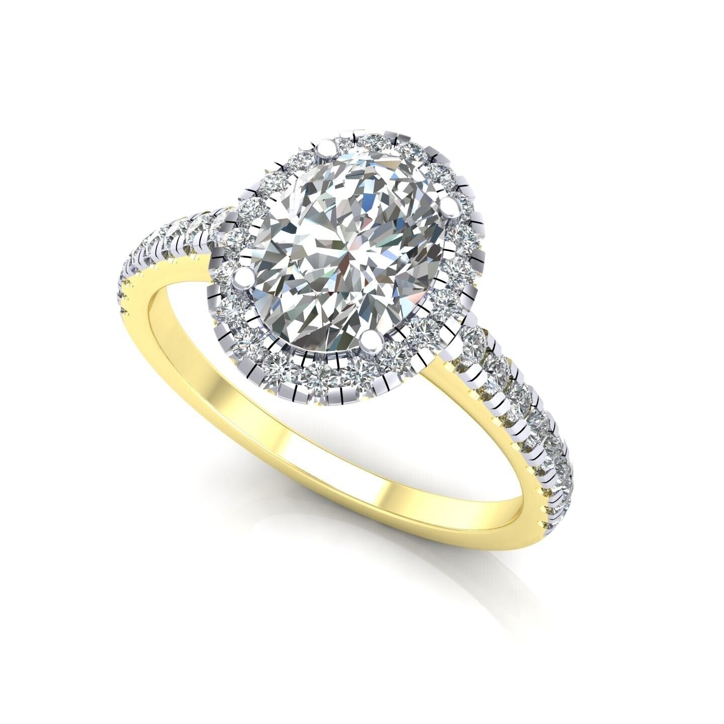 9ct Yellow Gold Zircon Oval Cluster Ring Engagement Hallmarked Sizes L - R