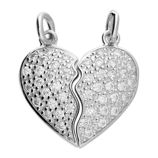 Heart Pendant Split Heart Friendship Pendant Silver Pendant 925 Hallmark
