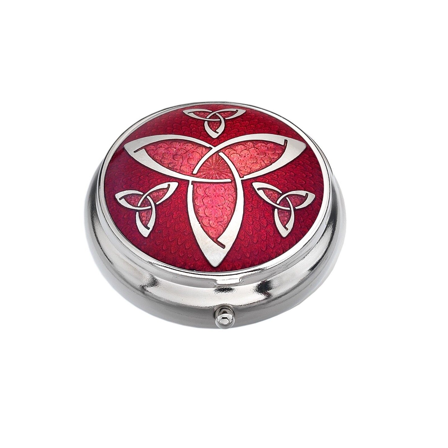 Pillbox Silver Plated Celtic Knot Trinity Red Brand New and Boxed