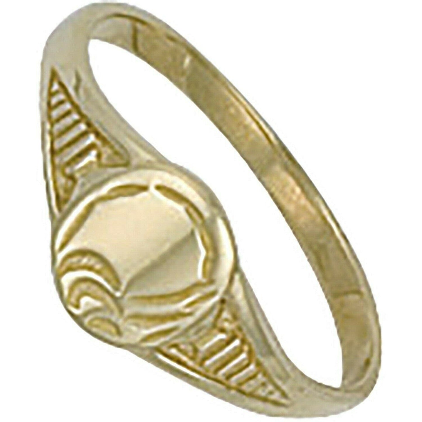Baby Child's Signet Ring Oval Solid Yellow Gold Hallmarked British Made