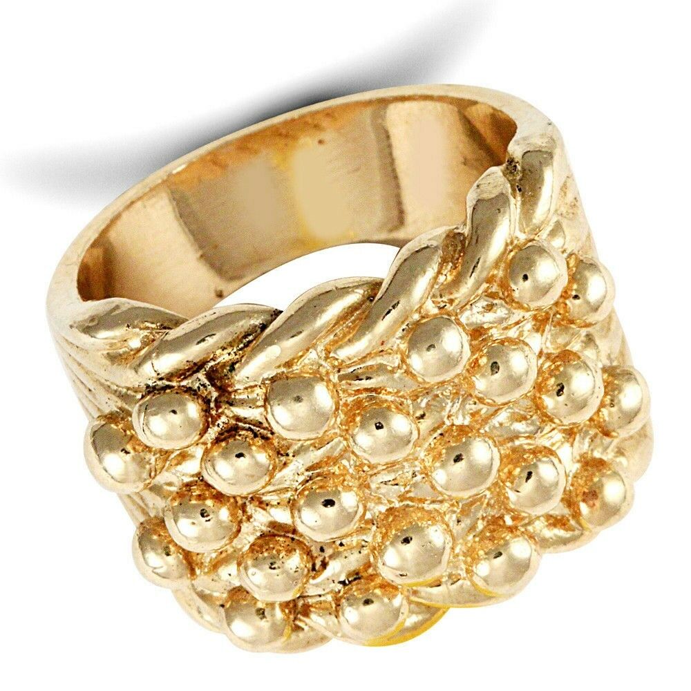 Yellow Gold Keeper Ring Gents 5 Row Solid Heavy 9 Carat Hallmarked British made