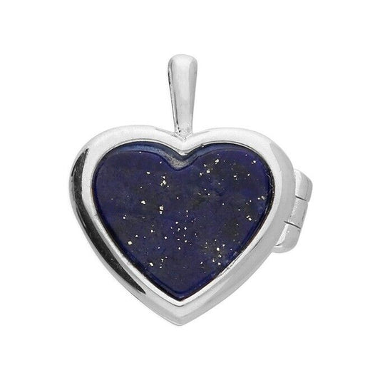 Sterling Silver Small Locket Double Sided Mother of Pearl and Lapis Handmade